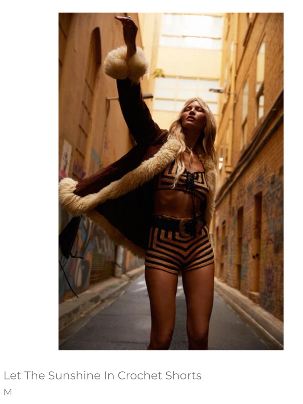 Sold out Chasing Unicorns Black and Tan Crochet High-Waist Shorts